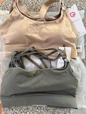 Sweat and Milk Nude Support Bra + Olive Strappy Sports Bra - 2-Pack